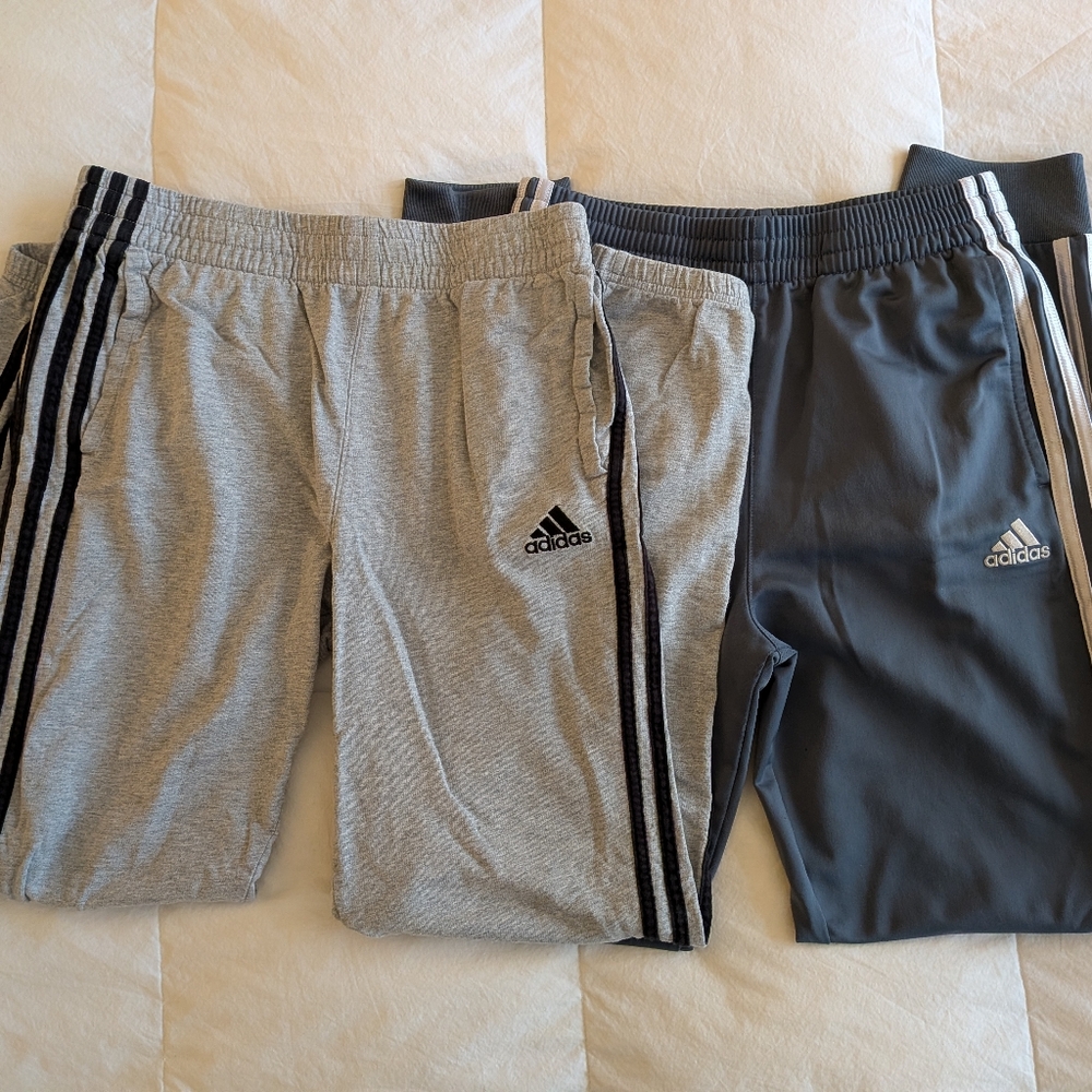 Lot Of 2 Boys Adidas Joggers Size L 14-16 Gray